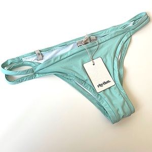 NWT XL Rhythm aquamarine light teal mint sea foam bitsy low rise skimpy bottom